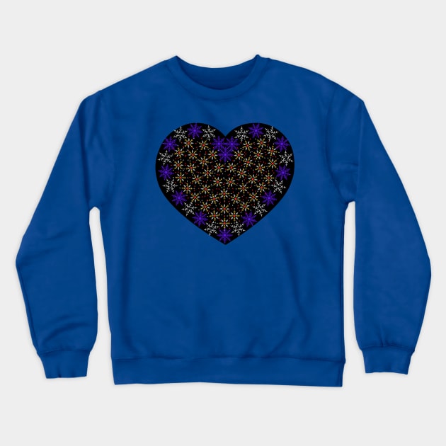 White and blue snowflakes fancy heart Crewneck Sweatshirt by Nano-none